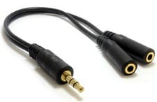 Image of 3.5mm Jack Male Plug to 2 Headphone Sockets Y splitter with 20cm cable lead GOLD