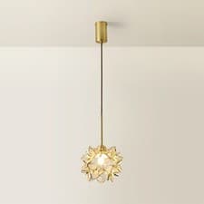 Image of Reine Glass Flower Shade Gold Threaded Ceiling Pendant Light Fitting LED Lamp