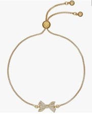 Image of Ted Baker Barset Crystal Bow Adjustable Bracelet Ladies-Gold Tone/Clear Crystal