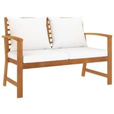 Image of Garden Bench 120 cm with Cream Cushion Solid Wood Acacia