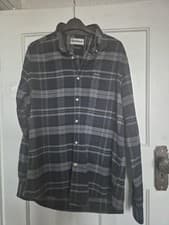 Image of NWT Barbour Long Sleeve Mens Blue And Grey Check Shirt Size Medium Tailored Fit