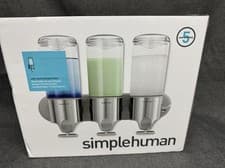 Image of Simplehuman BT1029 Triple Wall Mount Shampoo Conditioner Soap Pump Stainless NEW