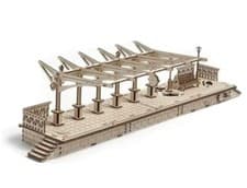 Image of RAILWAY PLATFORM Wooden Construction Mechanical 3D model Puzzle kit uGears 70013