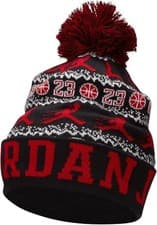 Image of Nike Air Jordan Festive Beanie Pom Unisex One Size Black Red 100% Genuine - New