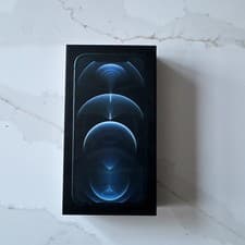 Image of Genuine Apple iPhone 12 Pro Blue Mobile Phone Empty Box + unused Lightning Cable