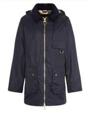 Image of BARBOUR Womans Navy Highclere Wax Jacket Size UK 16 EU 42 BNWT Includes Hood
