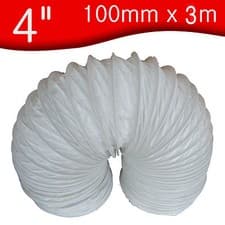 Image of 100mm x 3 m metre 4" PVC Flexible Ducting /Tumble dryer Hose / Flexi vent hose 1