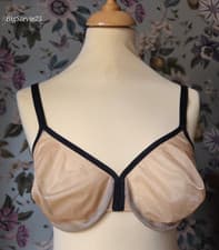 Image of Gossard Glossies Sheer Moulded Bra Nude/ Black Trim Style No 6271B Size 36DD