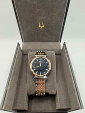 Image of BULOVA 98A234 REGATTA BLACK DIAL TWO TONE STAINLESS STEEL MENS WATCH