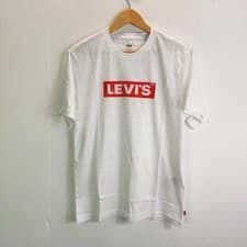 Image of levis womens t-shirt white short sleeve round neck large logo size small free pp
