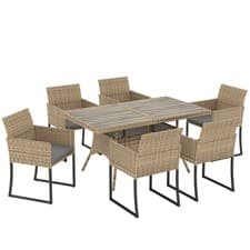 Image of Outsunny Rattan Garden Furniture Set, Rattan Table and Chairs with Cushions