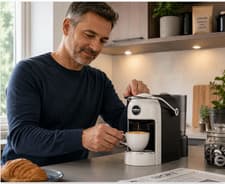 Image of Lavazza Modo Mio Jolie Pod Coffee Maker Machine - White