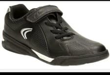 Image of Clarks AWARD LEAP Boys Black Leather Sport Trainers UK Size 1.5 F EU 33.5. Kids