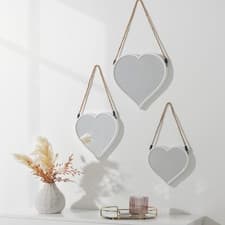 Image of Rope Hanging Heart Mirrors (Set of 3) - White (black available too)