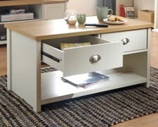 Image of CREAM LANCASTER 2 DRAWER COFFEE TABLE-ASSEMBLY OPTION- LOCAL DELIVERY ONLY