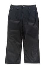 Image of M&S Women's Faux Leather Trousers Black Straight Leg Stretchy Zip Button New