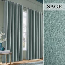 Image of Thick Thermal Linen Blackout Curtains Ring Top Ready Made Pair & 2 Tie Backs