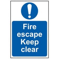 Image of Scan Safety Sign 0158 Fire Escape Keep Clear - PVC 200 x 300mm