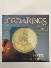 Image of Lord of the Rings 24k Gold Plated Elven Medallion & Map + Stand Limited Edition