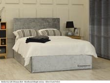 Image of Berlin Gas Lift Ottoman Storage Bed Crushed Velvet, Chenille, and Linen Fabrics
