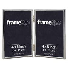 Image of Frametigo - Silver Plated Thin Edge Double Photo Frame, 4"x6" 4x6 (10x15cm)