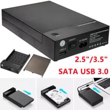 Image of 2.5''/3.5'' External SATA USB 3.0 Hard Drive Enclosure Caddy Case HDD SSD Box UK