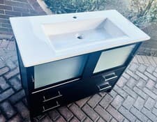 Image of 1000 mm Luxury Wenge Bathroom Basin vanity Unit With Ceramic Basin