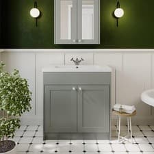 Image of Grey Traditional Freestanding Vanity Unit with Basin 800mm Traditional Bathroom