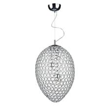 Image of DAR Lighting Frost 3 Light Ceiling Pendant in Polished Chrome & Faceted Crystal