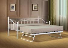 Image of White or Black Paris Metal Daybed, guest bed with trundle mattress option