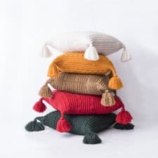 Image of Knitted Cushion Cover Pillow Covers Tassel Pom Pom Sofa Bed Pillowcase Home Deco