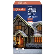 Image of Premier 2000 LED Cluster Indoor Outdoor Christmas Tree Lights Timer - WARM WHITE