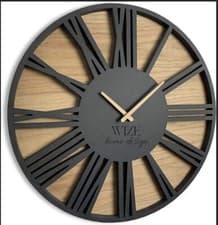 Image of Wall Clock, wood, Silent Movement Roman LOFT Round Wall clocks for Living 19.7"