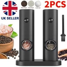 Image of 2x Electric Salt and Pepper Grinder LED Auto Mill Shaker Adjustable Coarseness
