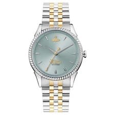 Image of Ladies Vivienne Westwood Seymour Pastel Green & Gold Dial Watch VV240LGRSG