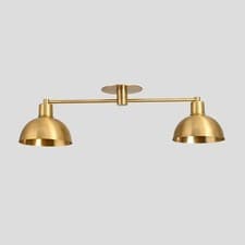Image of Modern Ceiling Pendent Sconce Semi Flush Mount Ceiling Light Brass Double Lamps