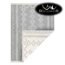 Image of Amazing COTTON RUG "TWIN" Boho double-sided, grey cream easy to clean practical