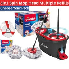 Image of Vileda Turbo Microfibre Mop & Bucket Set Head Spin Mop for Cleaning Floors