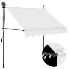 Image of Manual Retractable Awning with LED White and Orange Outdoor Canopy vidaXL