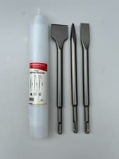 Image of 3 Piece SDS Plus Chisel Set 1 x Wide (40mm), 1 x Flat (20mm), 1 x Point All 250m