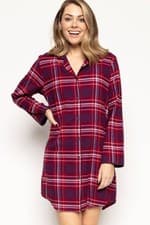 Image of BNWT Cyberjammies Clarissa Check Nightshirt, Purple Size: 16 RRP: £32.00