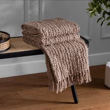 Image of Arvo Woven Tasselled Throw - Plaster
