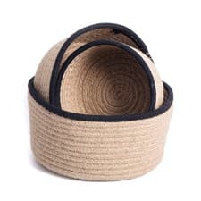 Image of Pack of 3 Delicate Round Woven Storage Baskets Efficient Organization Container