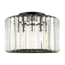 Image of Modern Chic Matte Black and Clear Crystal Glass Flush Ceiling Light Fitting b...