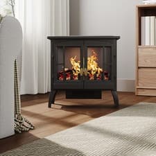Image of Freestanding Electric Fireplace Fire Flame Effect Heater Log Burner Stove Black