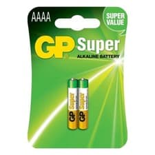 Image of 2 x GP AAAA SUPER Alkaline Batteries 1.5V - E96 MN2500 MX2500 LR61 25A-U2 25A