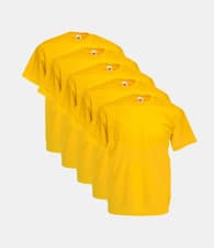 Image of Fruit of the Loom Tshirts Yellow Pack of 5 Large Size L