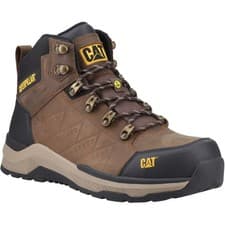 Image of Mens CAT Inductor Leather Metal Free Toe Cap Work Safety Boots Sizes 6-12 BRN
