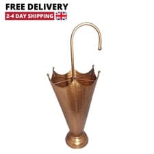 Image of Vintage Copper Umbrella Stand Free Standing Walking Stick Holder Home Storage UK