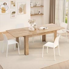 Image of Extendable Dining Table oak 220cm Wood 6–8 Seater Modern Space Saver